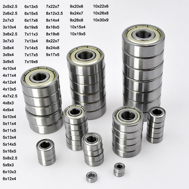 10 pcs แบริ่งขนาดเล็กเส้นผ่านศูนย์กลางภายใน 2/3/4/5/6/7/8 มม. 9 มม. 10 มม. 3x7x3 5x10x4 มม.แบริ่งขนาดเล็ก