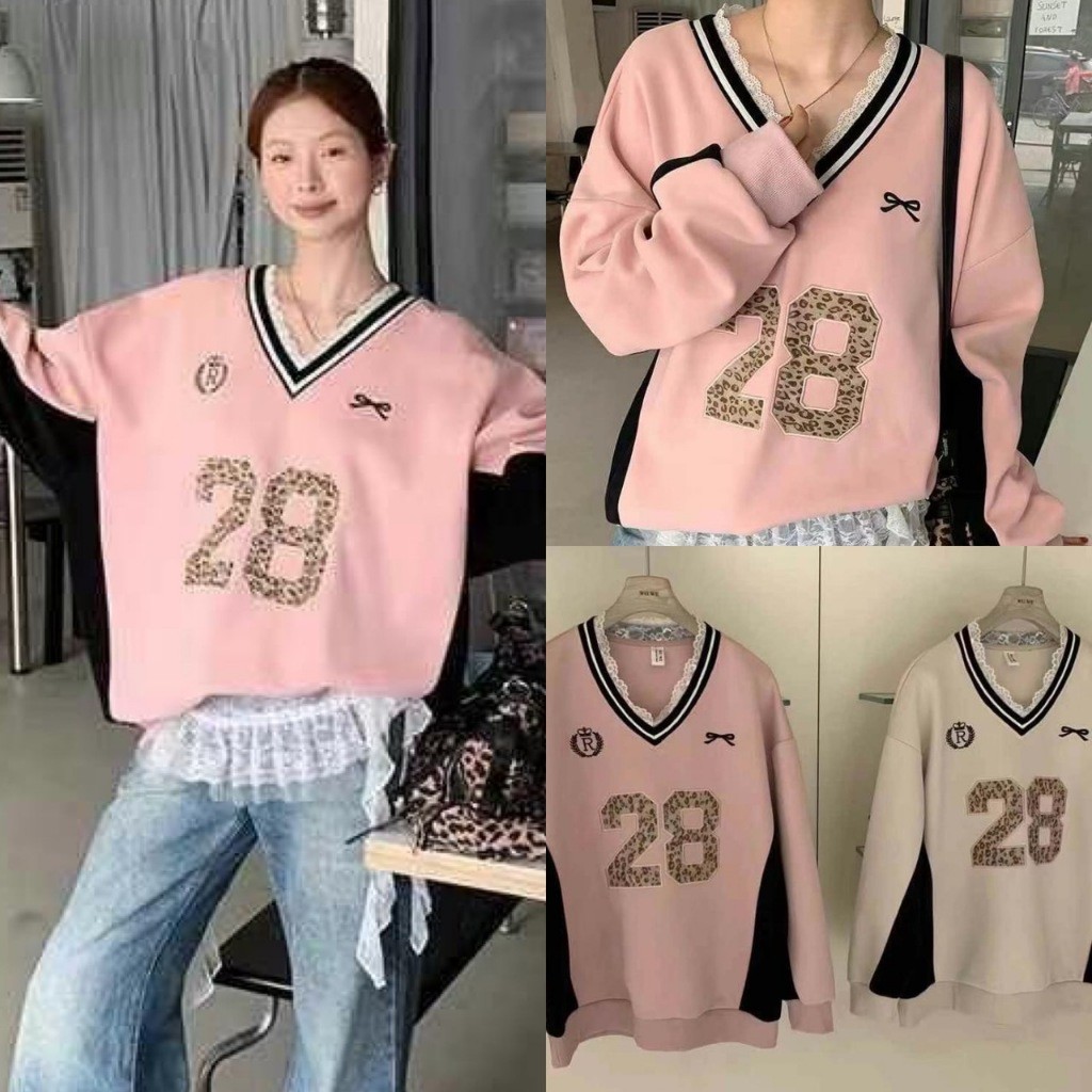 เสื้อแขนยาว W2730 เย็บติดเลข 28 ลายเสือ ทรงเกาหลี ทรงน่ารัก แฟชั่นเกาหลี TAG WG.WE