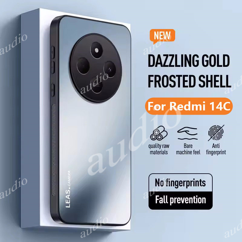 Redmi 14c 4G 5GหรูหราAG Frostedเคสโทรศัพท์สําหรับRedmi 14c redmi14c 4G 5G 2025 โลหะFrosted Soft TPU 