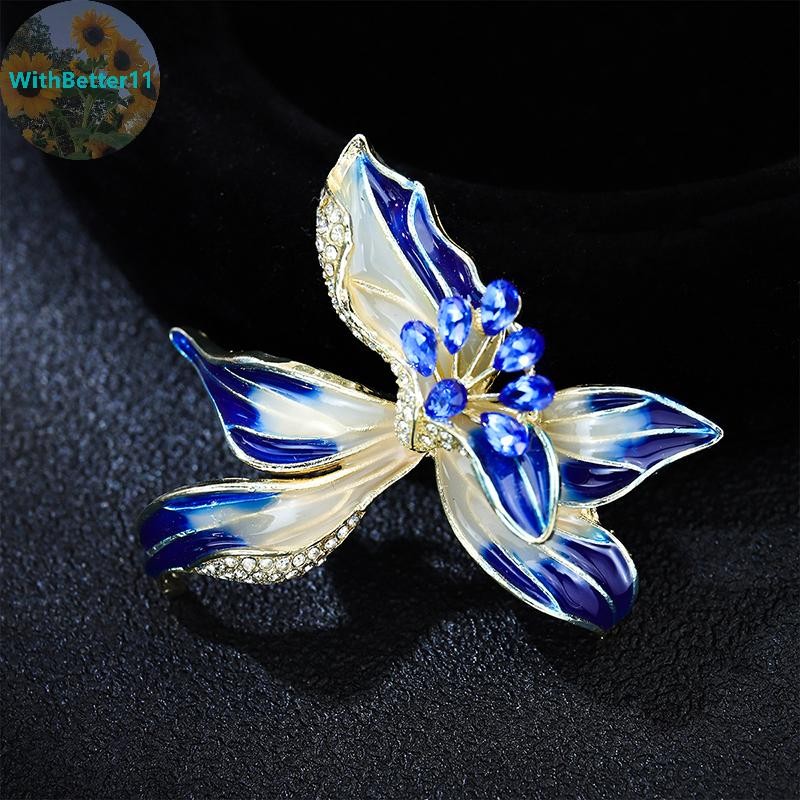 Better Fashion Temperament Enamel Iris เข็มกลัดดอกไม้สําหรับผู้หญิงเสื้อผ้า Coat เครื่องประดับเครื่อ