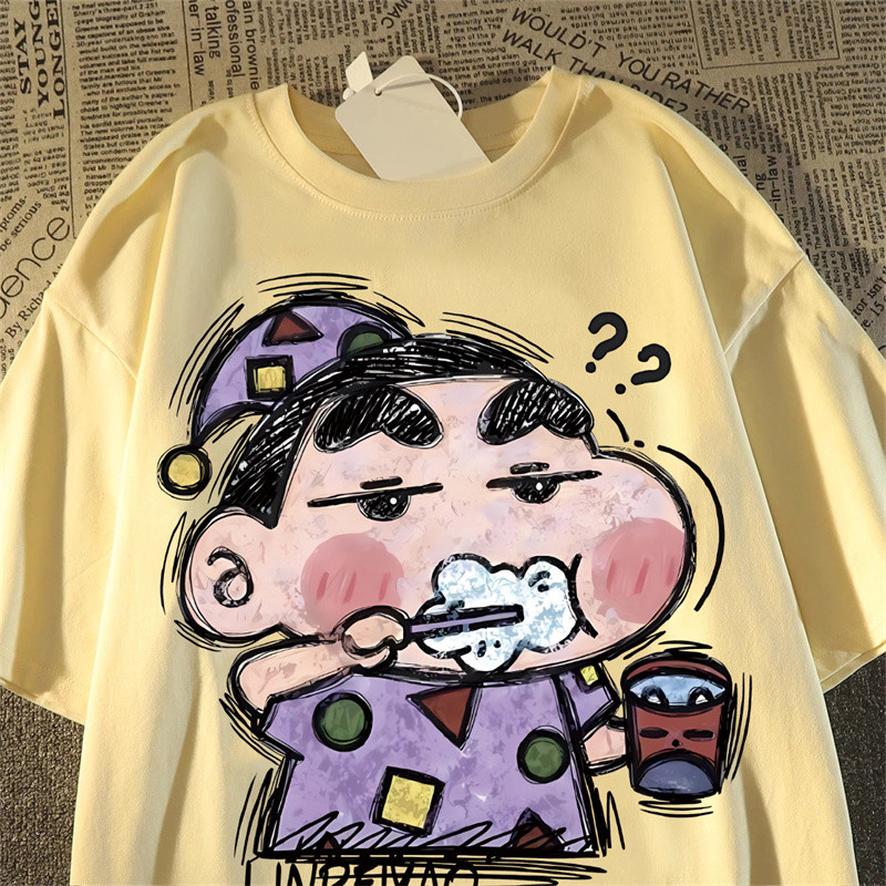 【My-T】🚀 เสื้อชินจัง พิมพ์ลาย "Xiaoxin Brushing"ผ้าฝ้ายแท้ โคตรนุ่ม เสื้อคอกลม OVERSIZE เสื้ออนิเมะ เสื้อ