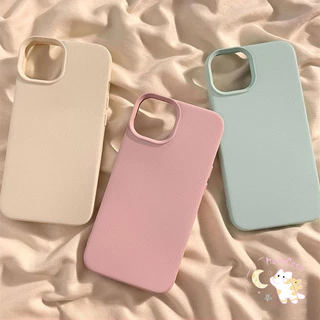 สีทึบ เคสไอโฟนXR สำหรับ IPhone 12 11 15 13 7 16 14 Pro Max XR XS X 7Plus 8Plus Max 16 7 8 Plus SE เชลล์นุ่ม Cowhide