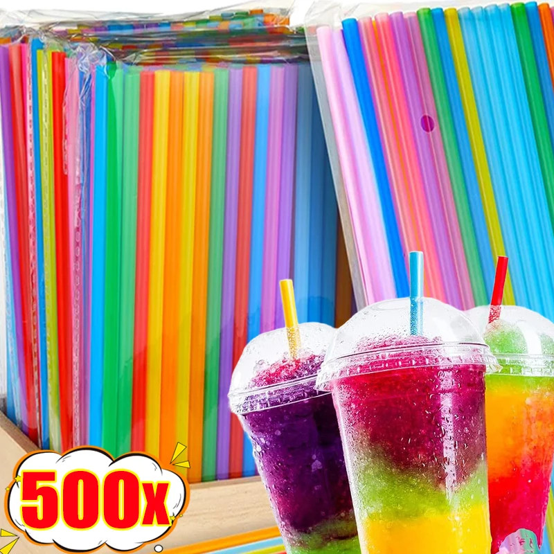 100/300/500pcs หลอดดื่มแบบใช้แล้วทิ้งหลอดพลาสติกหลากสีสําหรับ MilkTea Milkshake ครัวบาร์เครื่องดื่มงานแต่งงานอุปกรณ์