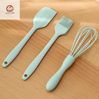 Myoloy 3 ชิ้นชุดเบเกอรี่ซิลิโคนเกรดอาหารทนความร้อนครีม Scraper เครื่องตีไข่จาระบีแปรงครัวเค้กเบเกอรี่เครื่องมือ TH