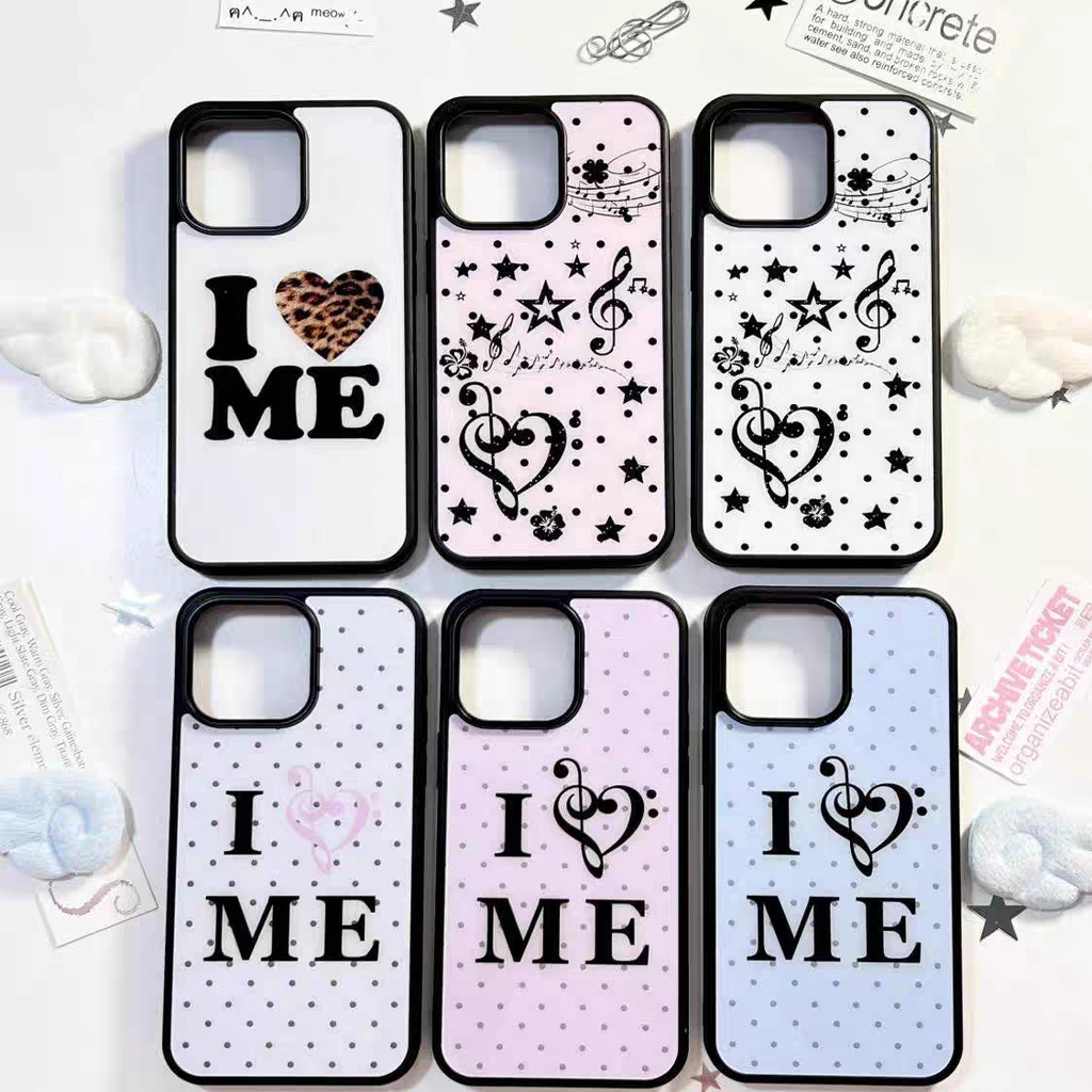 Polka Dot Notes Collection ins อะคริลิคสีดําขอบแม่เหล็กใช้ได้กับ Apple iPhone16promax เคสโทรศัพท์ 1312pro Xiaomi 1415Pro