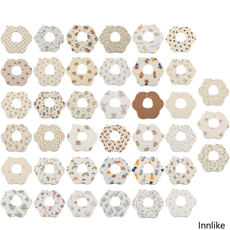 Inn ดอกไม้รูปร่าง Bib ผ้าฝ้าย Burp ผ้าผ้าพันคอคอผ้าพันคอ Drooling Bib Baby Bib