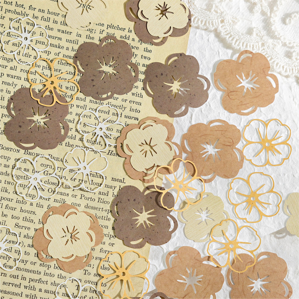 Journamm 30 ชิ้นดอกไม้ Hollow สมุดภาพกระดาษวัสดุ DIY อัลบั้มภาพ Collage Journal Creative เครื่องเขียนวัสดุกระดาษ