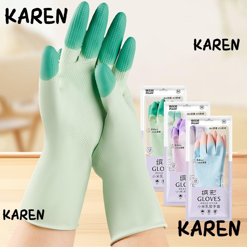 ถุงมือยางลาเท็กซ์ KARENล้างจาน กันน้ํา ทนทาน หนาพิเศษ ทําความสะอาดครัว ของขวัญ