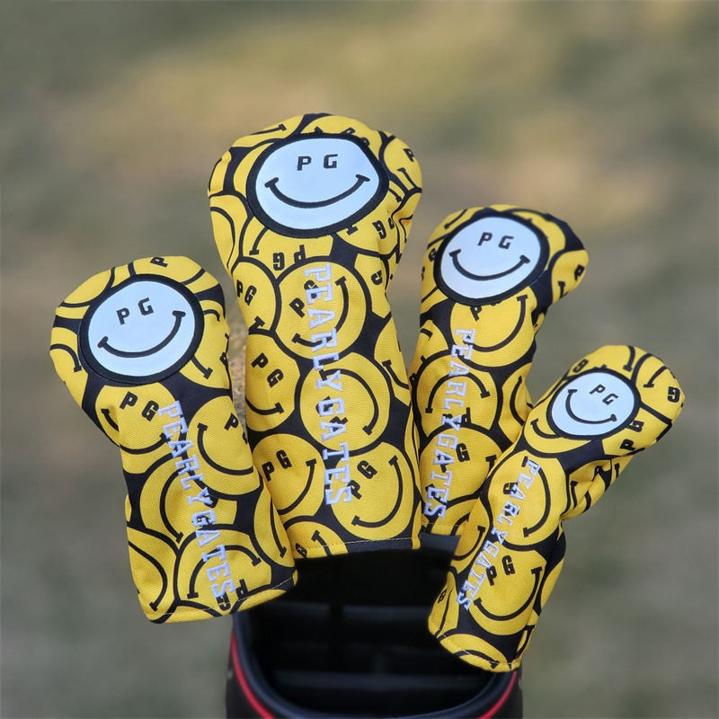 PG Smiley Face Golf Club Cover Club Head Cover Protective Cover Head Cap Cover Wood Cover ผ้ากันน้ํา