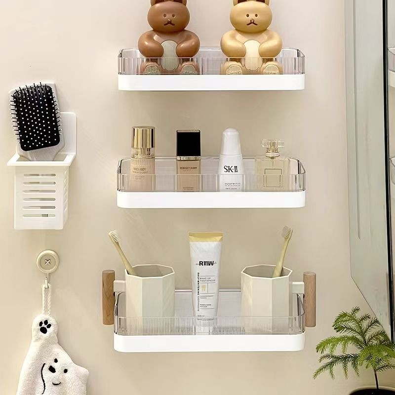 ชั้นวางของในห้องน้ำ ฟรีหลุมเจาะห้องน้ำห้องน้ำล้างโต๊ะติดผนังชั้นวางของสำหรับห้องอาบน้ำชั้นวางท่อระบายน้ำ