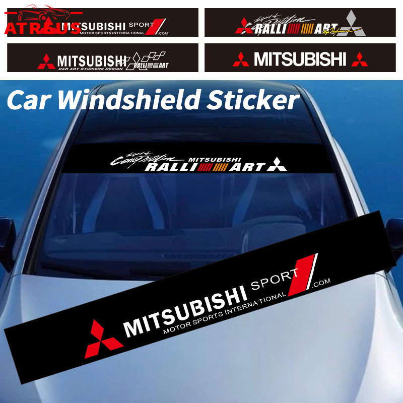 Mitsubishi สติ๊กเกอร์ ติดรถ สติ๊กเกอร์บังแดด สติกเกอร์รูปลอก กันน้ํา สําหรับติดตกแต่งกระจกหน้ารถยนต์ บังแดดรถยนต์ กันร้อน สําหรับ Mitsubishi Lancer EX Triton Xforce Xpander Cross Attrage Mirage Outlander Pajero Sport ASX