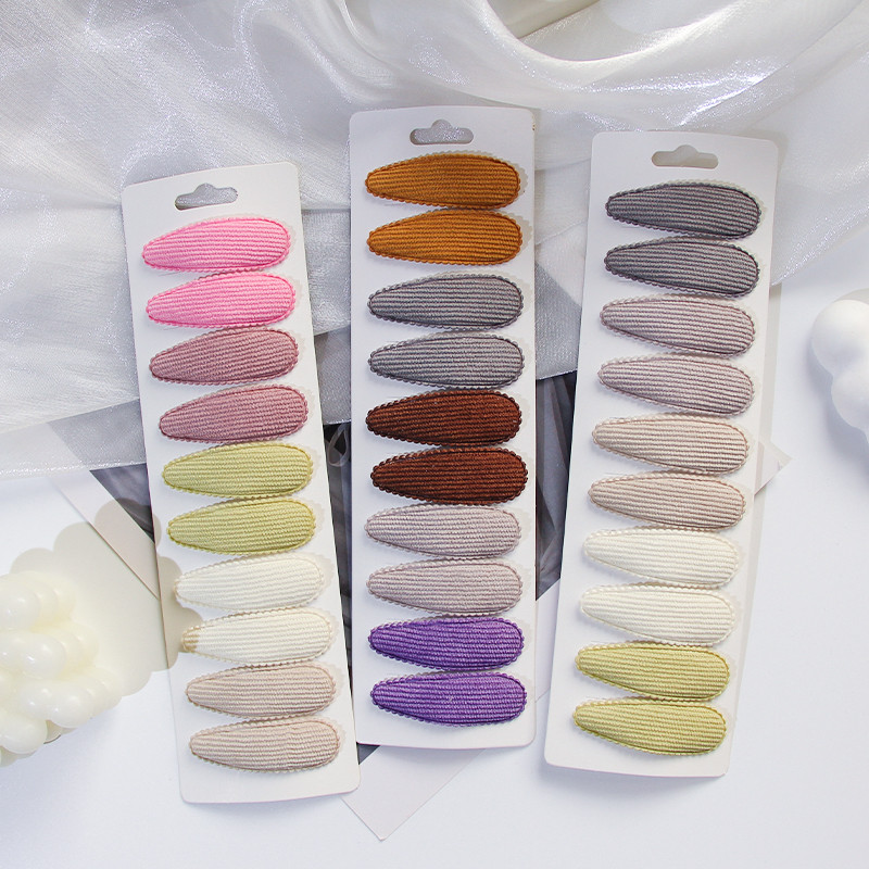 6/10ชิ้น/เซ็ตเด็กสาวสีทึบกิ๊บดอกไม้ลายสก๊อตด้านเรียบคลิปเด็กอุปกรณ์ผมที่ทําด้วยมือ