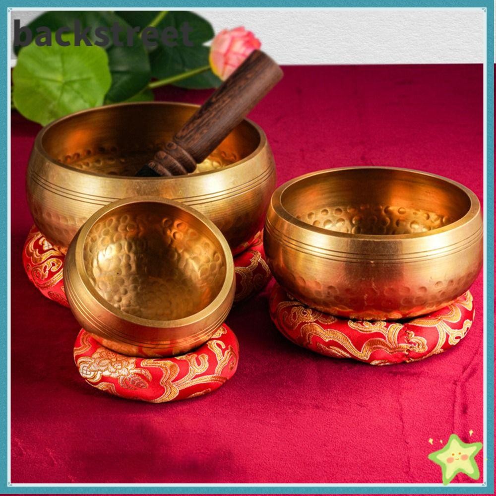 BACKSTAGE Handmade Buddha Sound Bowl, Music Therapy ร้องเพลงความเครียดบรรเทาเนปาลชามสมาธิ, Chanting โยคะทองแดง Sound Therapy การทําสมาธิชามร้องเพลงชุด