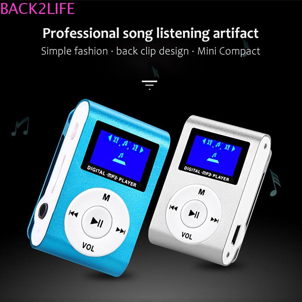 BACK2LIFE Mini MP3 Player คลิปหน้าจอ LCD ของขวัญที่ดีที่สุดเครื่องเล่นเพลงกีฬาแบบพกพา