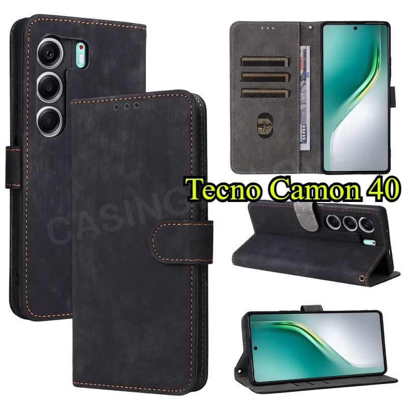สําหรับ Tecno Camon 50 Pro TECNO Camon 40 Pro 40 50 Ultra 4G 5G 2025 Luxury Flip หนังเคสโทรศัพท์ช่องใส่การ์ดกระเป๋าสตางค์ขาตั้งฝาครอบกันกระแทก Soft TPU Shell