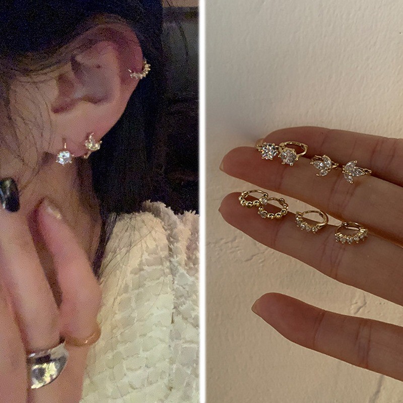Zircon Earings สําหรับผู้หญิง 2025 ใหม่ Mini Piercing ต่างหูชุด Hypoallergenic ต่างหูเด็ก