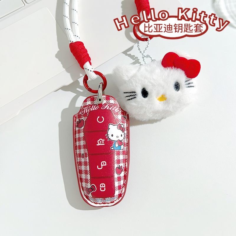 BYD Hello Kitty เคสกุญแจรถ BYD Dolphin ‌ซีลซีล ‌SEALION 7 ‌ATTO 3 Sealion 6 DMi M6 ฝาครอบกุญแจพวงกุญแจ