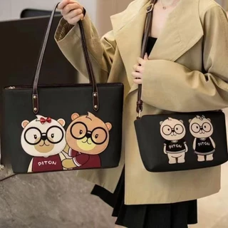 【พร้อมส่ง】miss bag fashion กระเป๋าถือ กระเป๋าสะพายข้าง กระเป๋าหนัง สไตล์เกาหลี แพค 2 ชิ้น