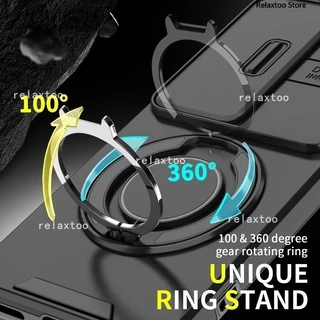 สําหรับ VIVOV40 VIVO V40 Pro Lite V40Pro V40Lite V 40Pro 5G กันกระแทก Hard เคสโทรศัพท์โลหะเกราะแหวนวงเล็บ Stent กลับ Push เลนส์กล้องความเป็นส่วนตัวปกป้องผู้ถือปกหลัง