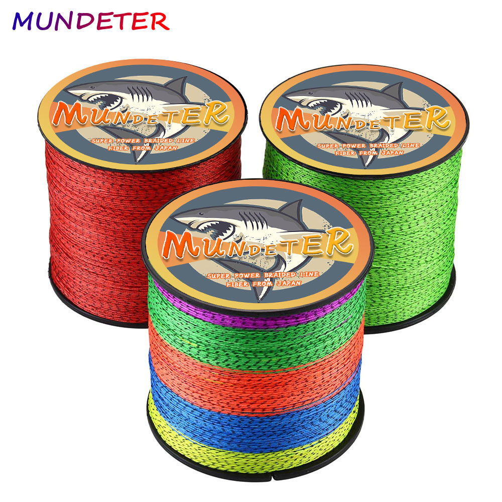 MUNDETER สายตกปลาถัก 8 Strands 300M 500M 1000M Multifilament PE ลวด 10LB-100LB Strong สําหรับปลาคาร์