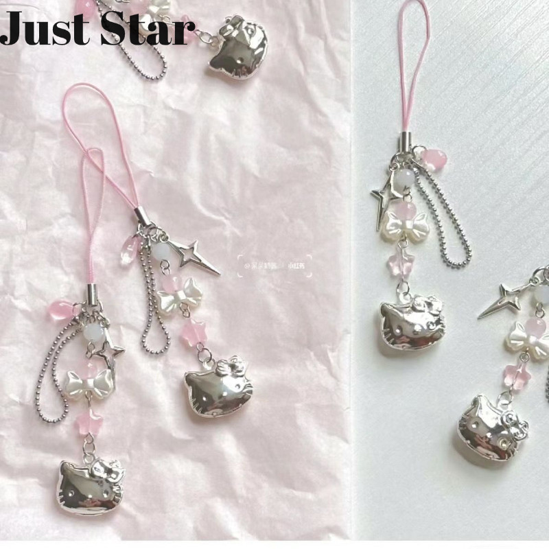 JUSTSTAR จี้ห้อยกระเป๋า Hello Kitty สาวหัวใจลูกปัด ตกแต่งโซ่โทรศัพท์