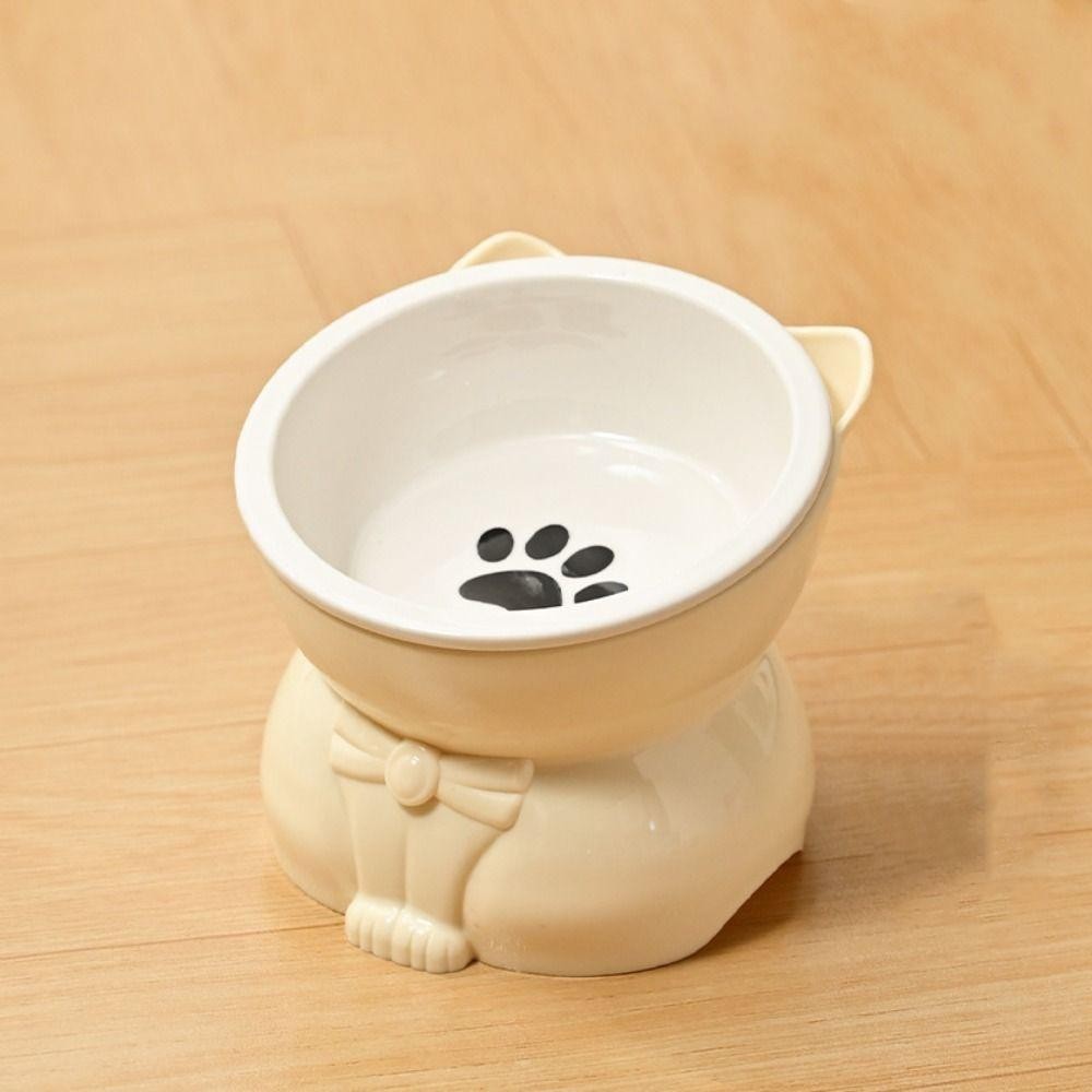 ซื้อซ้ํา ชามแมว,น่ารักเซรามิกสัตว์เลี้ยงชามเท้าสูง,อุปกรณ์สัตว์เลี้ยงสร้างสรรค์ป้องกันการพลิกคว่ําที่ถอดออกได้สัตว์เลี้ยงดื่มป้อนคอป้องกั - รูปที่ 3