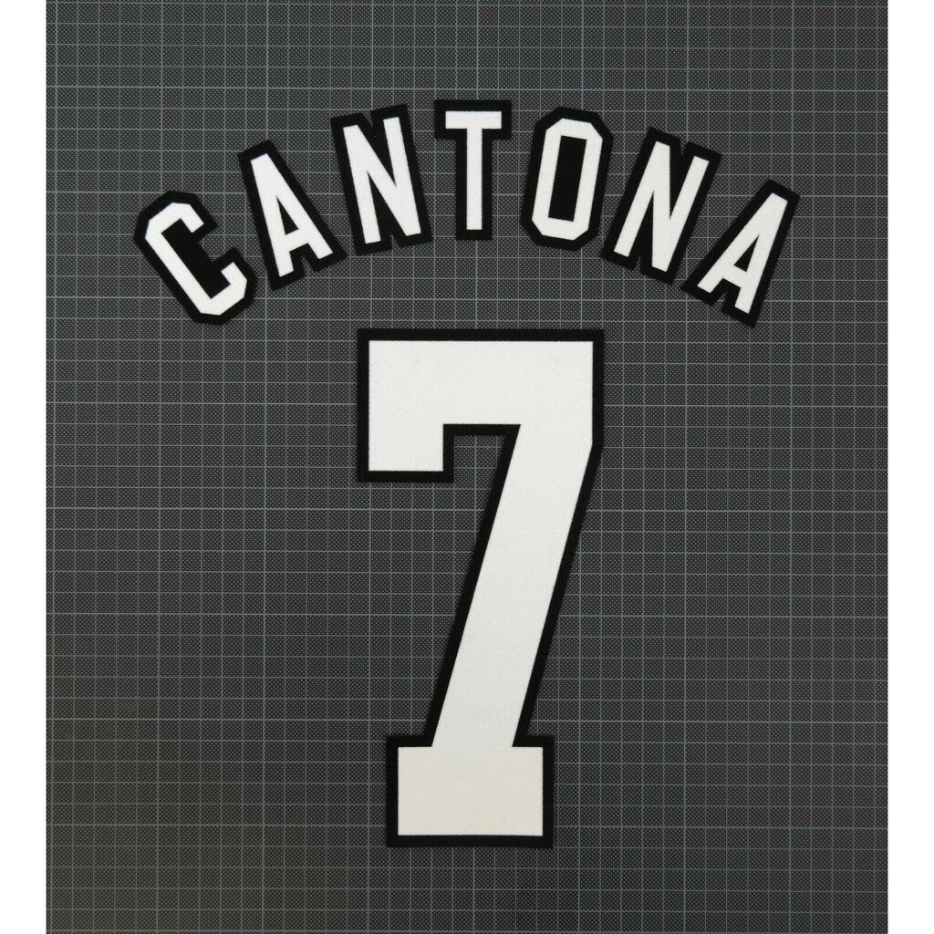 เบอร์ กำมะหยี่ ติดแมนยู เสื้อหมากรุก CANTONA #7 1996-1997 Player Size Premier League White Nameset M