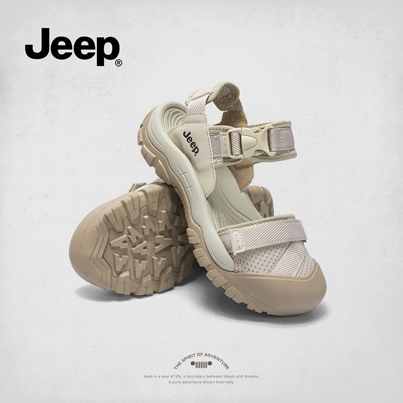 รองเท้าแตะกีฬา JEEP แท้ 100% รองเท้าแตะน้ำกันลื่นฤดูร้อน 2025 พื้นนุ่ม แบบเจาะรู สำหรับกลางแจ้ง ปิดนิ้วเท้า รองเท้าแตะชายหาดพื้นหนาสำหรับผู้หญิง