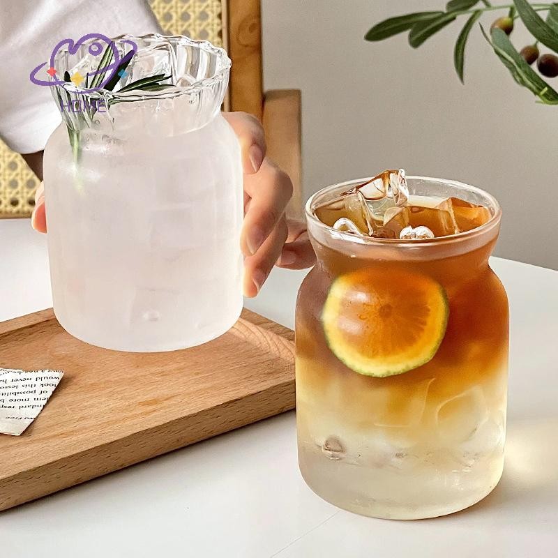 [mayhome] ถ้วยกาแฟ Curled Latte ถ้วยในครัวเรือนแก้ว Drinkware น้ําผลไม้นมแก้วง่ายขวดน้ําโปร่งใส Glassware ถ้วย Coffeeware {TH}