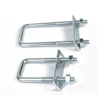 ZENGRONG 1 ชิ้น M8 แคลมป์ท่อสี่เหลี่ยม, สกรูชุบสังกะสี Q235 ท่อเหล็กคาร์บอน U-clamp, พร้อม Baffle มุมขวา U-bolt สําหรับหลอดสี่เหลี่ยม
