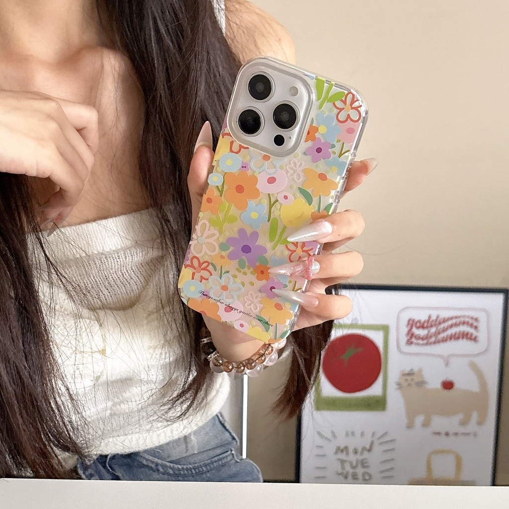 ดอกไม้ที่มีสีสันเคสโทรศัพท์Drop-ResistantสําหรับiPhone 16 Promax 15 Promax 11 12 13 Mini 14plus 11 Promax XS XR XS Max 78 7plus 6SP 6S