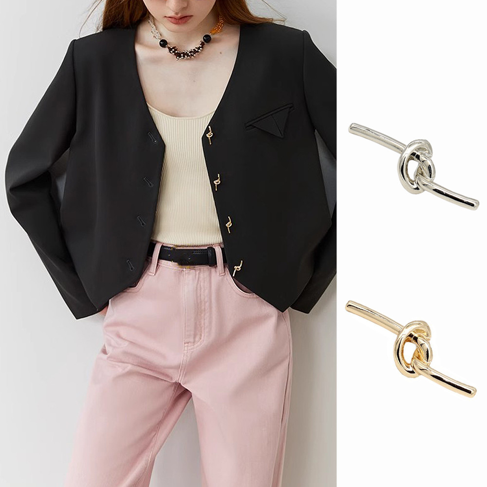 10 ชิ้น Minimalist Knot Design ปุ่มโลหะสําหรับเสื้อ/Blazer, 25/30 มม.ทอง/เงินไม่สม่ําเสมอปุ่ม, Artistic ตกแต่งอุปกรณ์เย็บผ้า