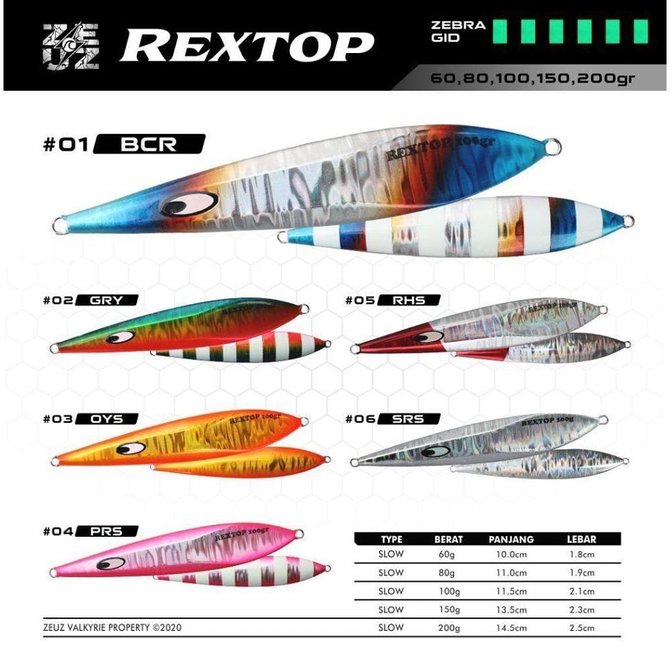 ZEUZ VALKYRIE REXTOP 60 GRAM เหยื่อตกปลาจิ๊กโลหะ Victory Fishing Mall