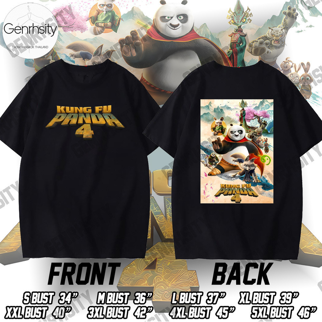 เสื้อผู้ชาย Kung Fu Panda 4 Unisex Poster T-Shirt Y2k เสื้อยืดผ้าCotton สีขาว