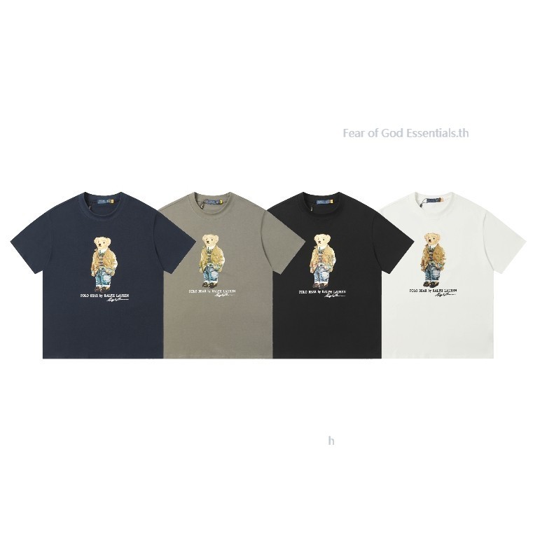 ที่มีคุณภาพสูงแฟชั่นคลาสสิกตุ๊กตาหมีพิมพ์รอบคอพื้นฐานแขนสั้นเสื้อยืด