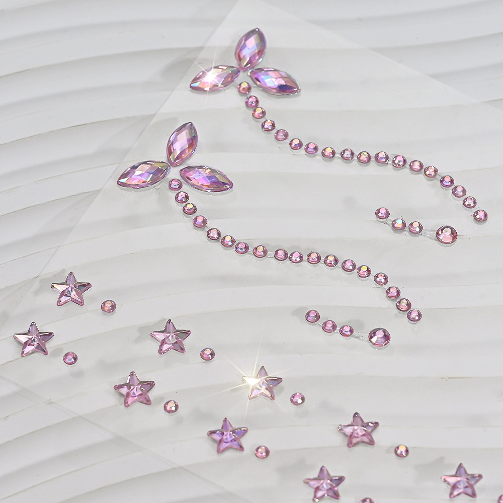 1 PC 3D อัญมณีสีชมพูสติกเกอร์ Eye Eyebrow Star คริสตัล Rhinestones ชั่วคราว Tattoo สําหรับแต่งหน้าแต่งตัว DIY เพชรสติกเกอร์ - รูปที่ 6