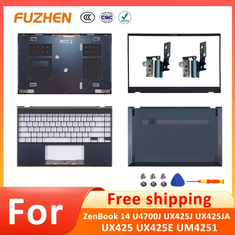 ใหม่สําหรับ ZenBook 14 UX425 UX425J UX425E U4700J LCD ปกหลัง/ด้านหน้า/บานพับ/Palmrest/ด้านล่างกรณีเต