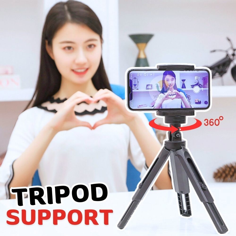 Tripod Support ขาตั้งมือถือ หมุนได้ 360 องศา ขาตั้งปรับความยาวได้ หัวต่อแบบ1/4 ใส่อุปกรณ์เสริมได้ พกพาสะดวก พร้อมส่ง!!!