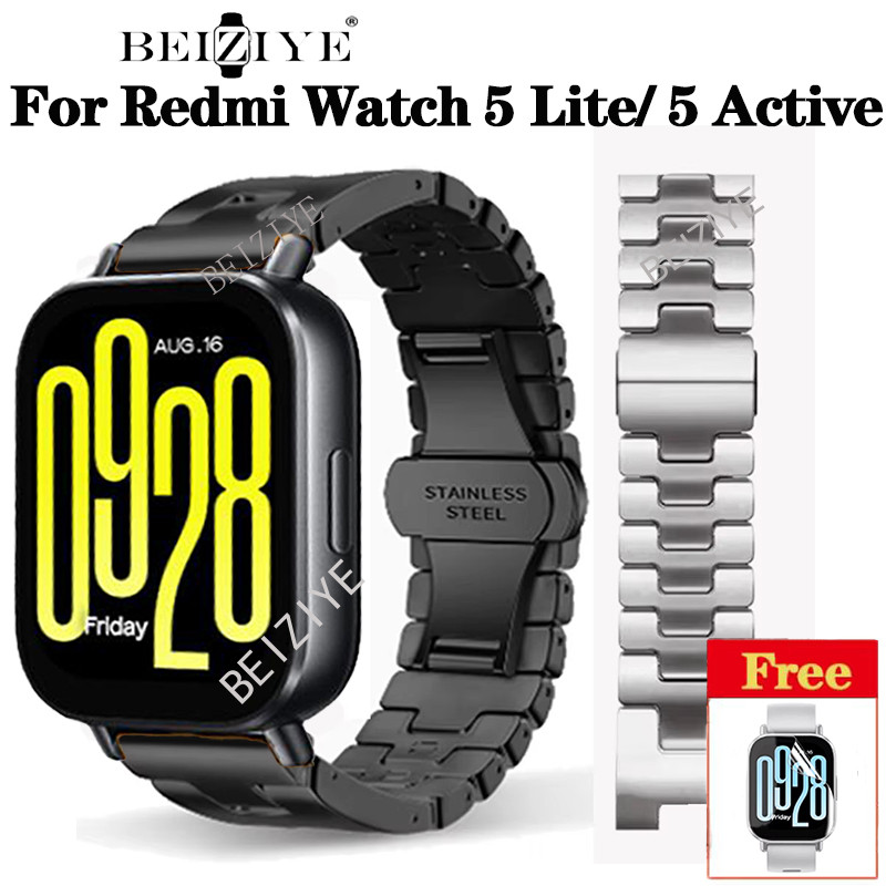 ใหม่ไทเทเนียมสําหรับ Xiaomi Redmi นาฬิกา 5 Active สแตนเลสสตีลสายโลหะสําหรับ Redmi นาฬิกา 5 Lite หรูหราธุรกิจสร้อยข้อมืออุปกรณ์เสริม