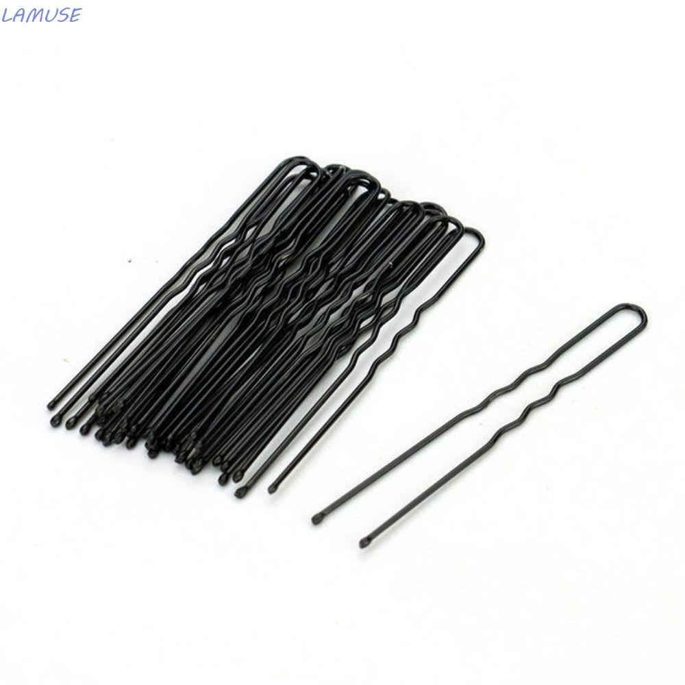 Lamuse 50 ชิ้นคลิปผมสีดํา, Lady Hairpins ทรงผมเครื่องมือจัดแต่งทรงผม U รูปร่าง Barrette, อุปกรณ์เสริมผมสําหรับ Bun เจ้าสาวโลหะ Bobby Pin ผู้หญิง