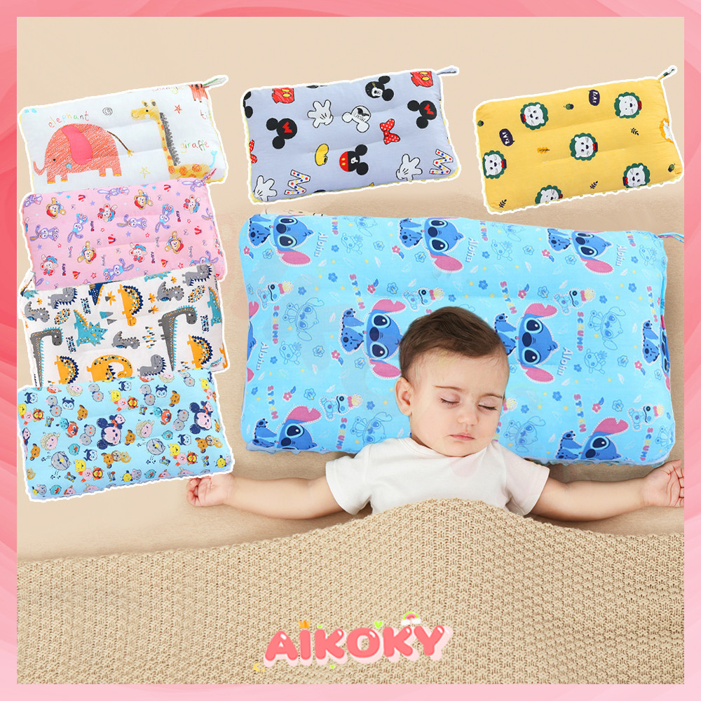 AIKOKY หมอนเด็ก​ ผ้าห่มเด็ก​ หมอนรองคอ​ รองรับสรีระศรีษะของเด็กได้ดี​ นุ่ม​ สบาย ช่วยนอนหลับ หมอนเด็กแรกเกิด