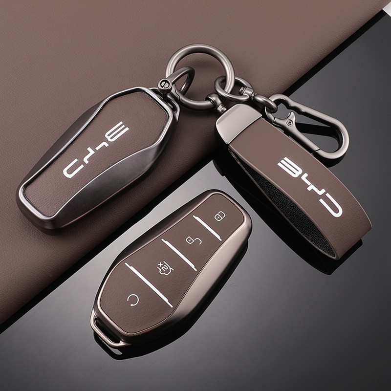 (TPU + หนัง) พวงกุญแจรถ key case สําหรับรถยนต์ byd atto 3 / dolphin / NFC byd รถ EV key case เหมาะสํ