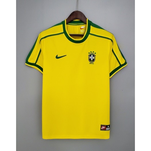 Retro Brazil Home 1998 Vintage Jersey Soccer Jersey เสื้อฟุตบอลคลาสสิกเสื้อวินเทจ