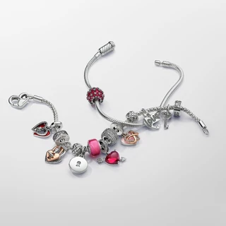 ใหม่ S925 เงินสเตอร์ลิงสีชมพู Love Cross Infinite Fit Pandora Charms สร้อยข้อมือผู้หญิง DIY เครื่องประดับลูกปัดจี้ของขวัญวันเกิด