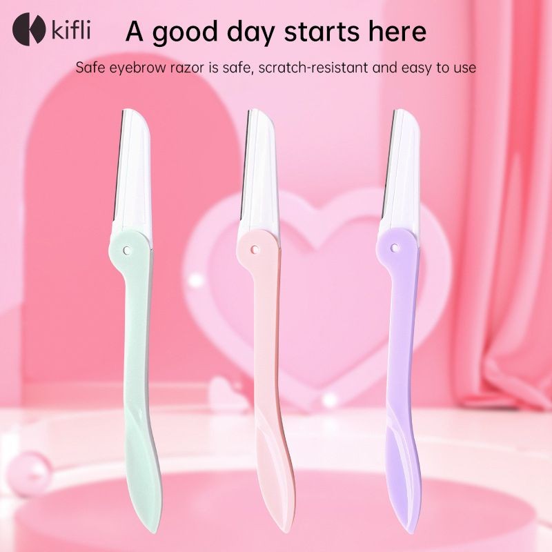 kifli.thFolding Eyebrow Trimmer Straight Handle Eyebrow Trimmer Stainless Steel Eyebrow Scraper-KI