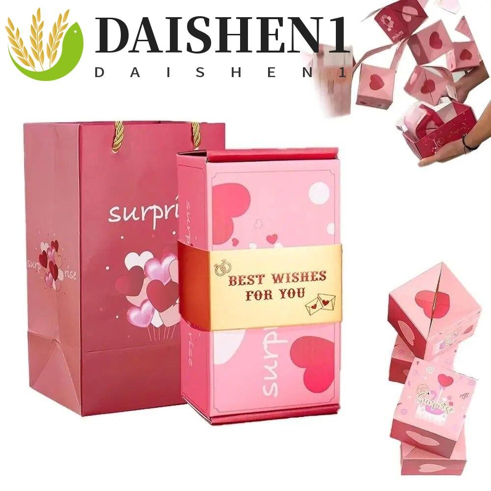 Daishen1 กล่องของขวัญเซอร์ไพรส์ แบบเด้งกลับ พับได้ สีแดง DIY สําหรับเด็ก