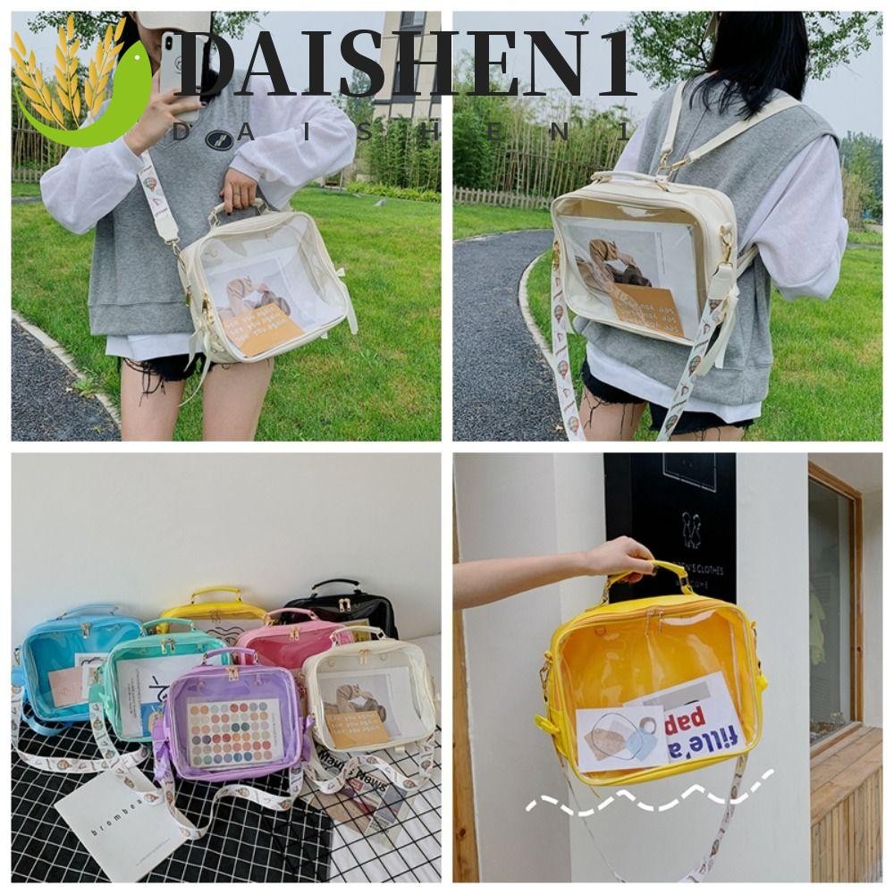 Daishen1 กระเป๋าเป้สะพายหลัง สะพายข้าง เนื้อเจลลี่ใส ทรงสี่เหลี่ยม จุของได้เยอะ สีแคนดี้ แฟชั่นเรียบง่าย สไตล์เกาหลี สําหรับผู้หญิง