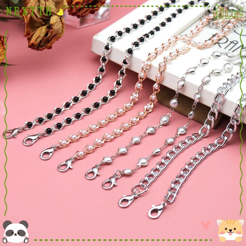 Nextth สายรัดชุดชั้นใน, สายรัดยกทรงมุกกันลื่น, แฟชั่น Rhinestone ปรับโลหะผู้หญิงชุดชั้นในอุปกรณ์เสริม