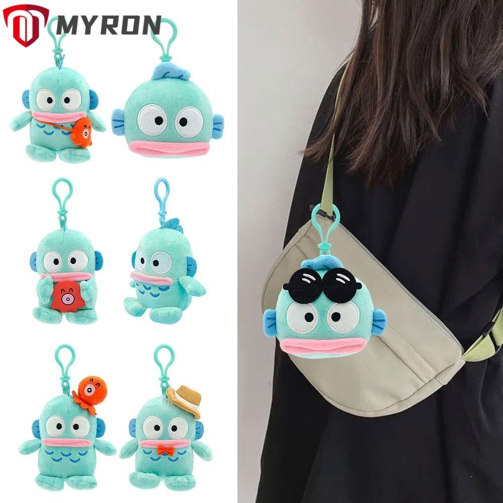 Myron Sanrio Plush Doll, ของเล่นตุ๊กตา Hangyodon การ์ตูนน่ารัก, พวงกุญแจตุ๊กตาน่ารักนุ่ม