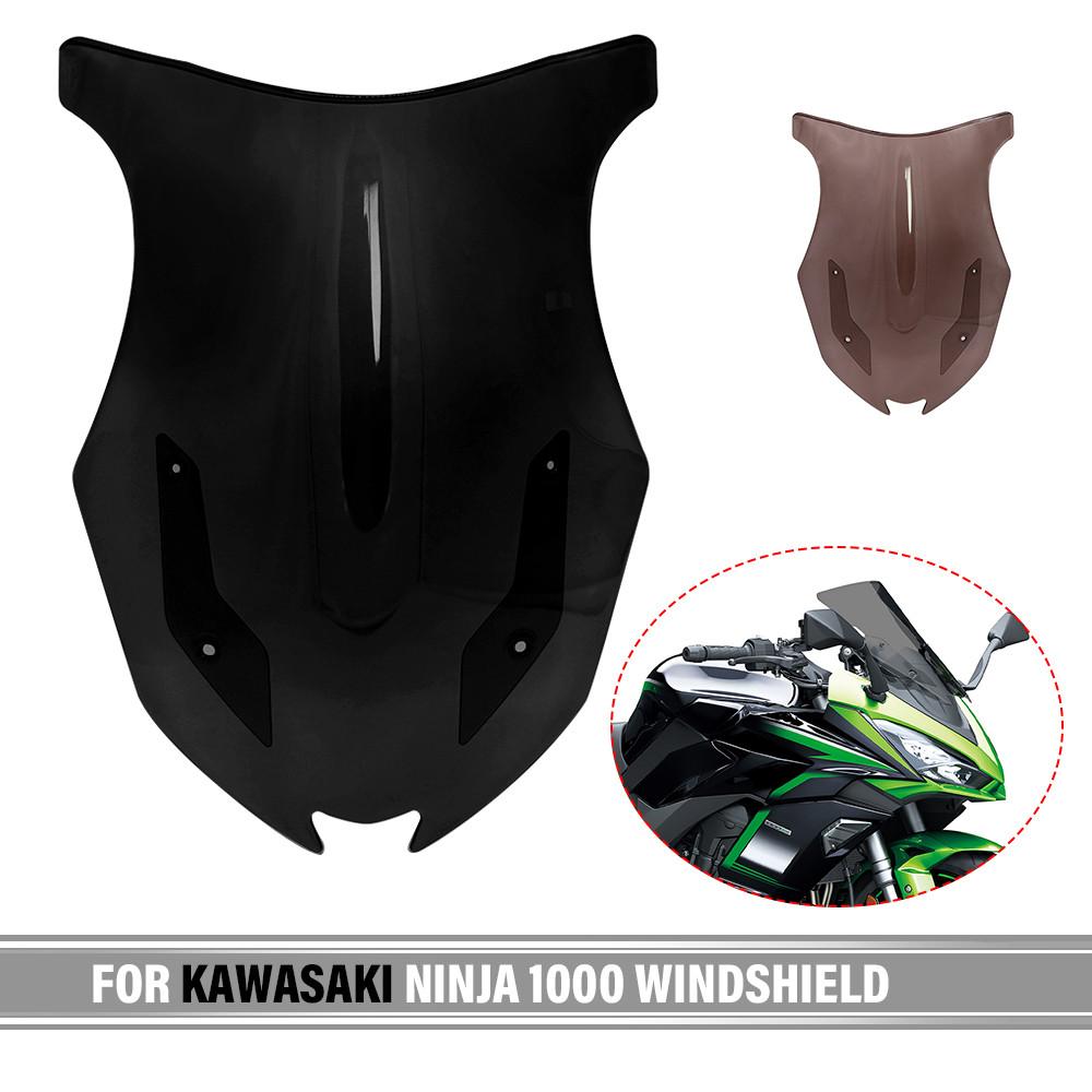 กระจกกระจก Double Bubble Deflectors สีดําสําหรับ Kawasaki NINJA 1000 SX Z1000SX Z1000-SX 2019 2020